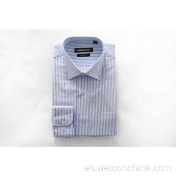 Blue Stripes Slim Fit Camas de mangas largas para hombres